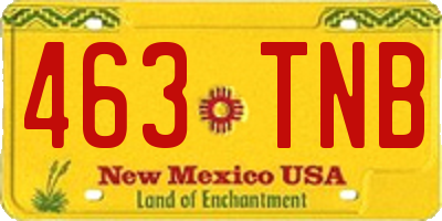 NM license plate 463TNB