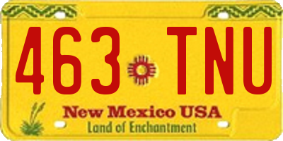 NM license plate 463TNU