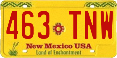 NM license plate 463TNW