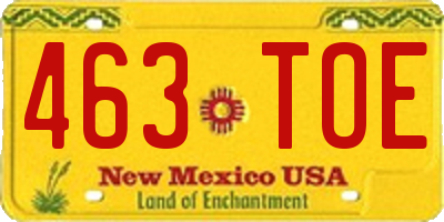NM license plate 463TOE