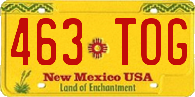 NM license plate 463TOG