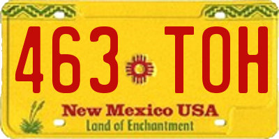 NM license plate 463TOH