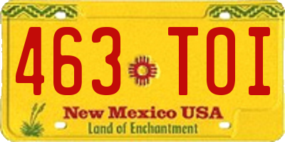 NM license plate 463TOI