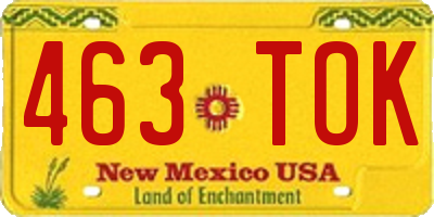 NM license plate 463TOK
