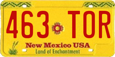 NM license plate 463TOR