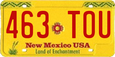 NM license plate 463TOU