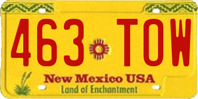 NM license plate 463TOW