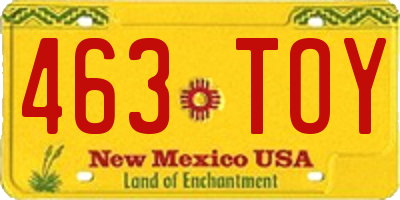 NM license plate 463TOY