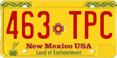 NM license plate 463TPC