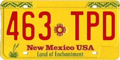 NM license plate 463TPD