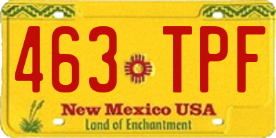 NM license plate 463TPF