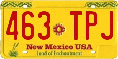 NM license plate 463TPJ