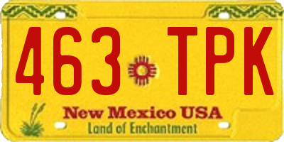 NM license plate 463TPK