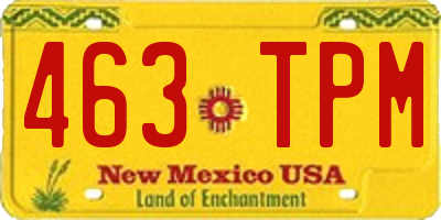 NM license plate 463TPM