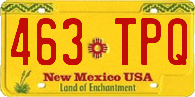 NM license plate 463TPQ