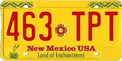 NM license plate 463TPT