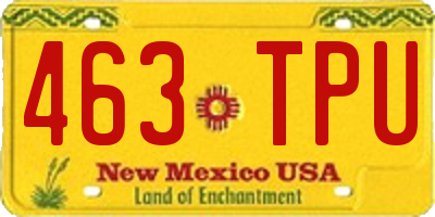 NM license plate 463TPU