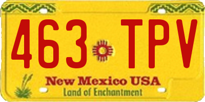NM license plate 463TPV
