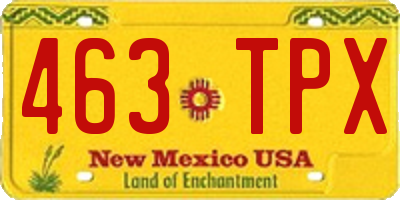 NM license plate 463TPX