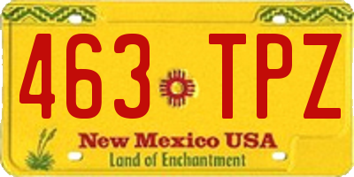 NM license plate 463TPZ