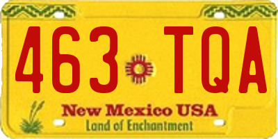 NM license plate 463TQA