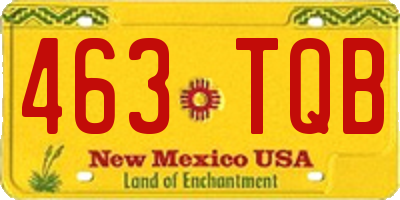 NM license plate 463TQB