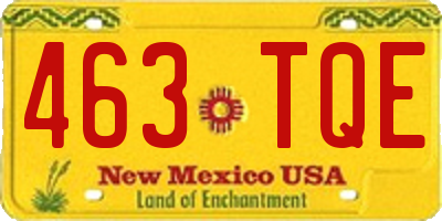 NM license plate 463TQE