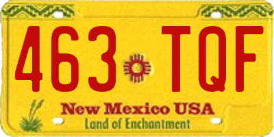 NM license plate 463TQF