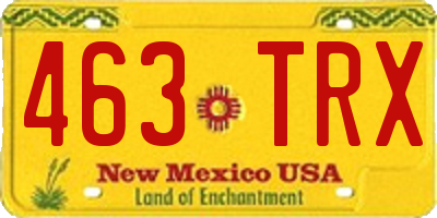 NM license plate 463TRX