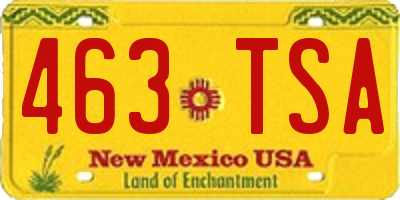 NM license plate 463TSA