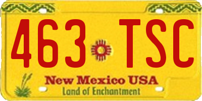 NM license plate 463TSC