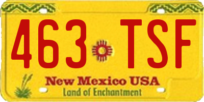 NM license plate 463TSF
