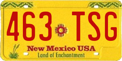 NM license plate 463TSG