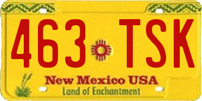 NM license plate 463TSK