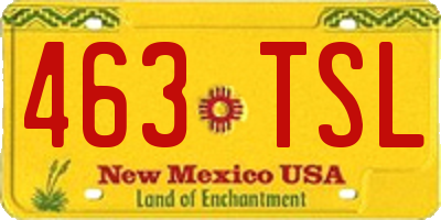 NM license plate 463TSL