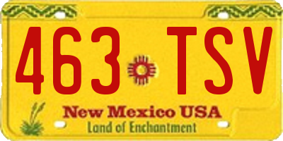 NM license plate 463TSV