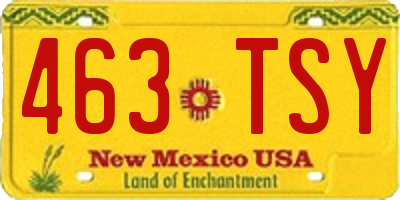 NM license plate 463TSY