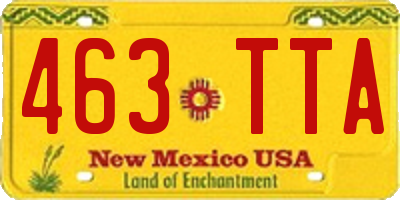 NM license plate 463TTA