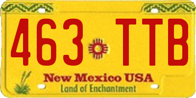NM license plate 463TTB