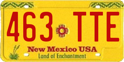 NM license plate 463TTE