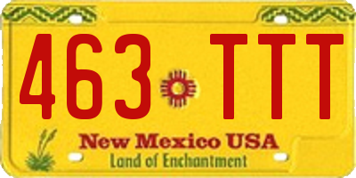 NM license plate 463TTT