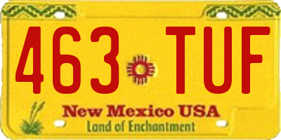 NM license plate 463TUF