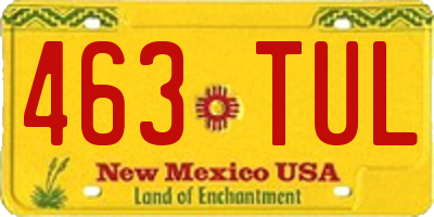 NM license plate 463TUL