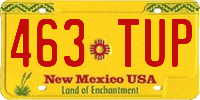 NM license plate 463TUP