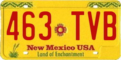 NM license plate 463TVB