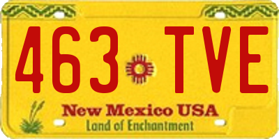 NM license plate 463TVE