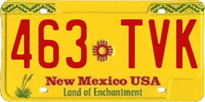 NM license plate 463TVK