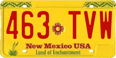 NM license plate 463TVW