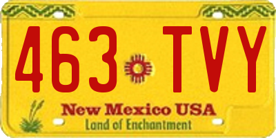 NM license plate 463TVY