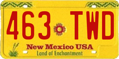 NM license plate 463TWD